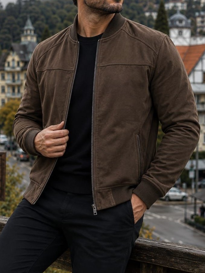 Jaqueta Bomber Suede