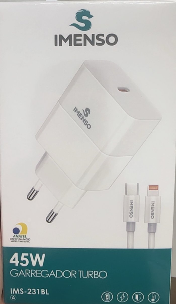 Carregador iPhone tubo 45w